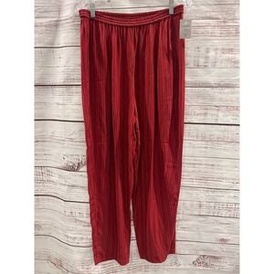 Chaus Sport Crimson Red Striped Elastic Waist Pants 1039343D Womens Large NWT
